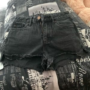 Black denim shorts